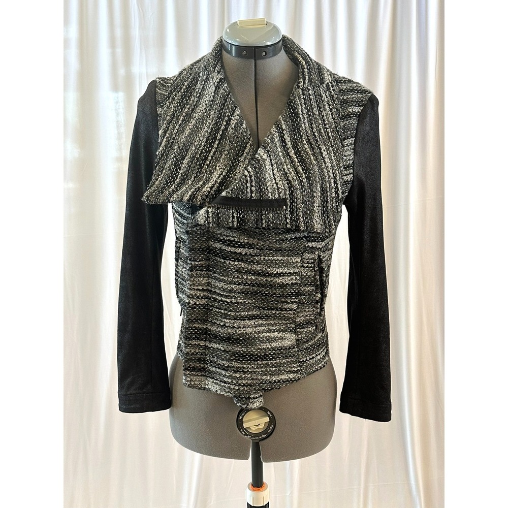SW3 Women's Bespoke Queensway Tweed Moto Jacket with Suede Sleeves Size P